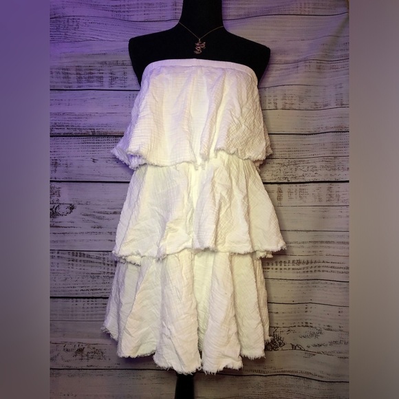 White Strapless Mini Dress NWOT size Large - Picture 8 of 16